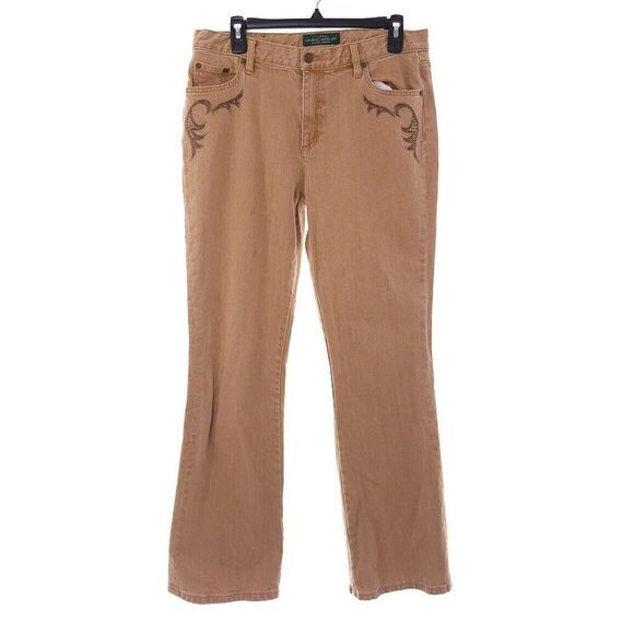 Lauren Ralph Lauren Classic Bootcut Denim Jeans Women's Sz 10 Light Brown - Picture 1 of 11